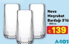 PAŞABAHÇE NOVA MEŞRUBAT BARDAĞI 360 CC 3'LÜ PAŞABAHÇE NOVA MEŞRUBAT BARDAĞI 360 CC 3'LÜ